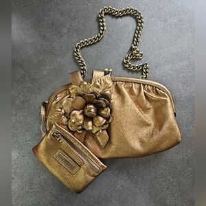 Isabella Fiore Metallic Leather Small Shoulder Bag With Attached Coin Purse Twi